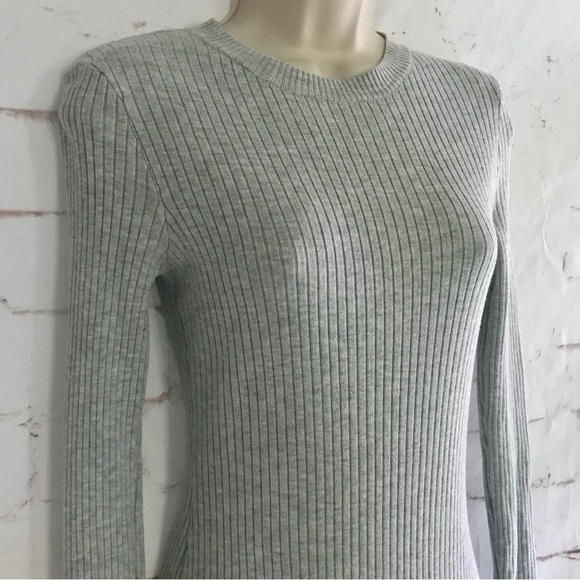H&M DIVIDED S Sweater Dress Ribbed Knit Grey Midi Bodycon High Slit Size Small - Picture 5 of 15